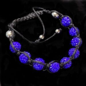 Royal blue  sparkling crystal bead bracelet 9 bead